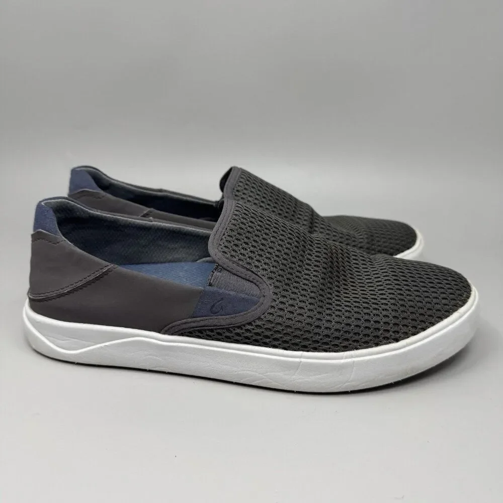 OluKai Mens Lae'Ahi Gray Casual and Fashion Sneakers 8.5 Medium Slip On